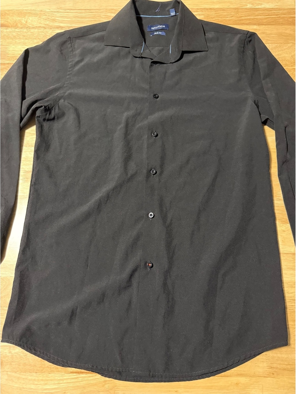 Nautica Men’s Black Slim Fit Dress Shirt Medium 15–15½ 34/35